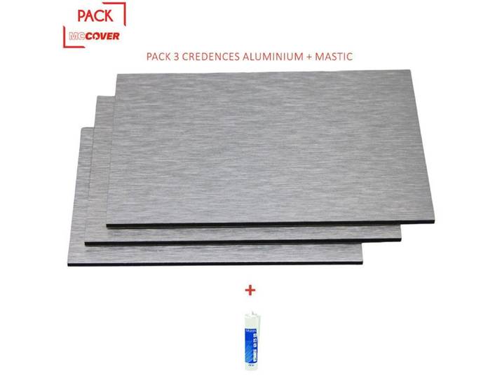 Crédences réversibles - MCCOVER - 100 x 50 cm - Lot de 3 - Aluminium brossé - Ép. 3 mm