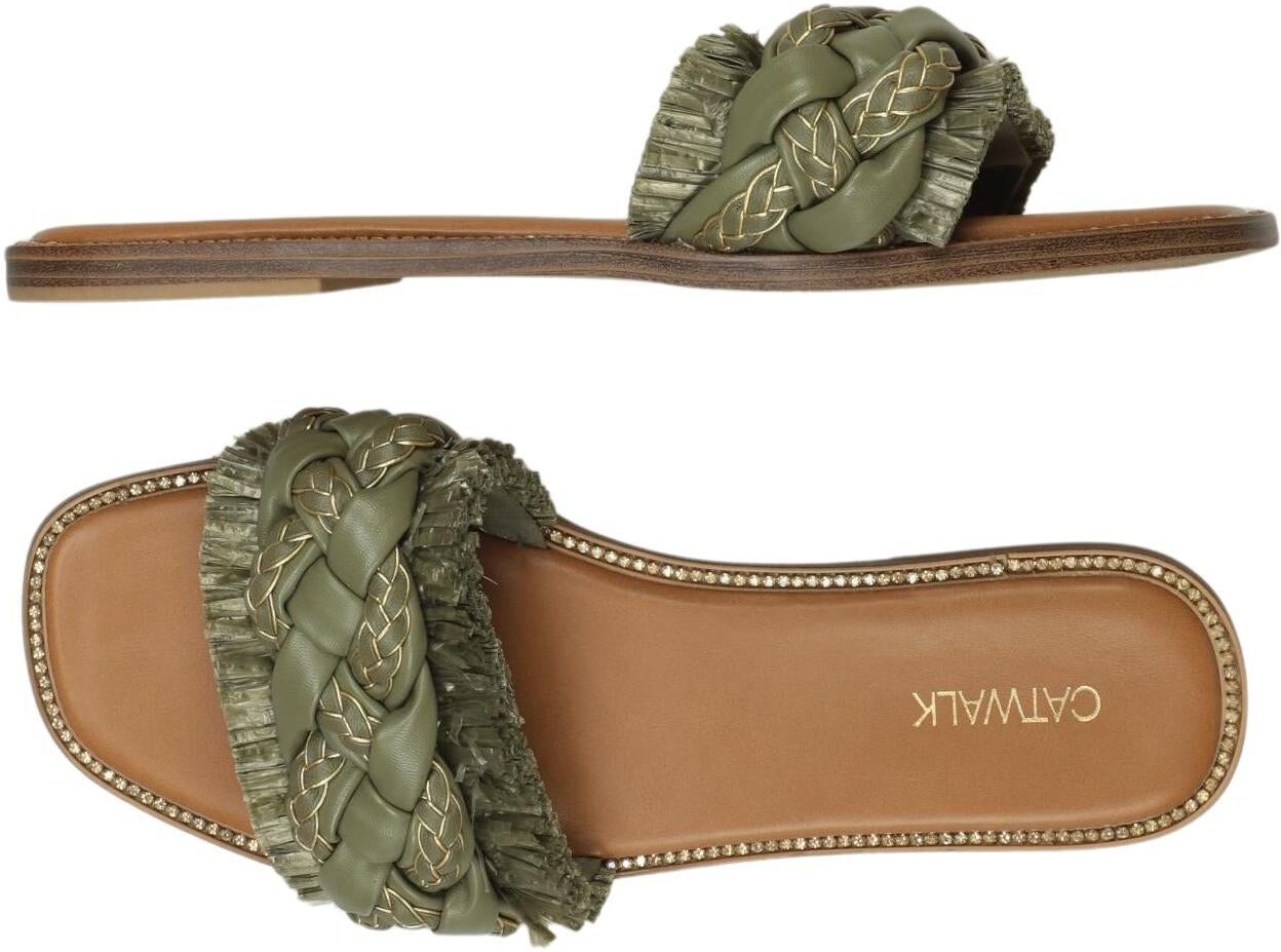 Catwalk Damen Sandalen, Grün, Gr. EU 38, Kunstleder - Second Hand