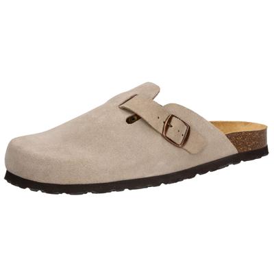 Hausschuh LICO "Clog Pedro", Herren, Gr. 44, grau, Leder, Schuhe Hausschuh