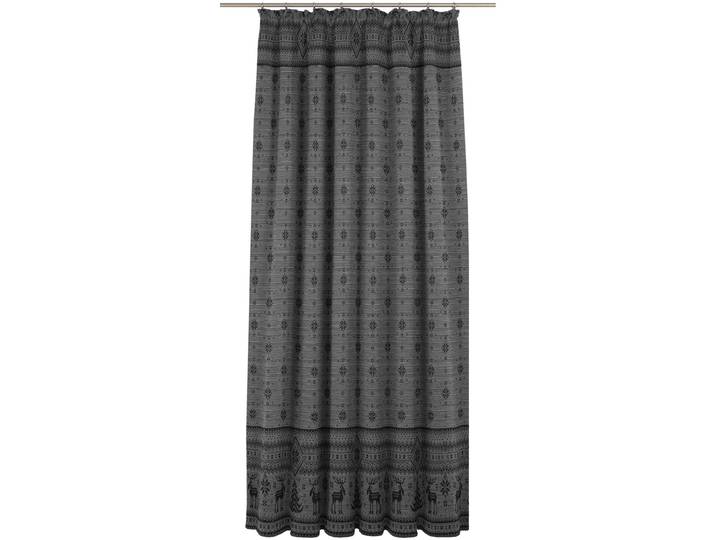Vorhang WIRTH Romo, 1 Stück, Kräuselband, blickdicht, Norwegenmuster Gr. 1, grau, B:135cm H:145cm, Jacquard, Baumwolle, Polyester, Gardinen, Vorhang, recycelte Fasern, Norwegenmuster