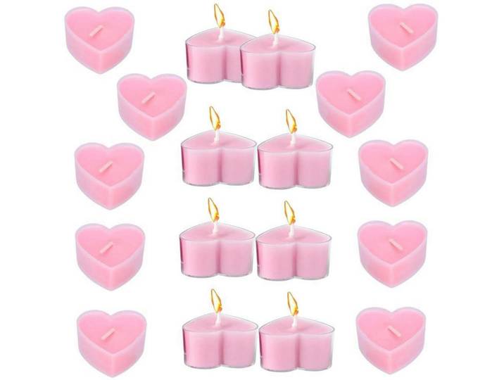 Teelichter Herz 18-teiliges Set Rosa 4 cm, Paraffin, 2 cm, Dekoration, Kerzen & Kerzenhalter, Duftkerzen