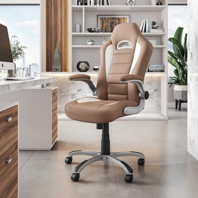Kodotan sofa Techni Mobili High Back Executive Sport Race Office Chair with Flip-Up Arms, Camel