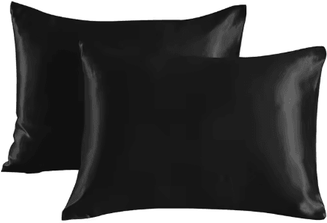 Inspire Picks 2 Piece Satin Silk Pillowcase Set Super Soft Hair And Beauty Pillow Cases Standard Size black 20 40 In