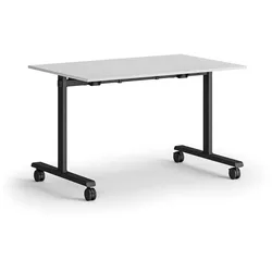 Mobiler Schreibtisch MATCH, 120x80 cm, schwarzes Metallgestell, weiß