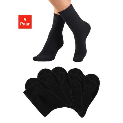 Basicsocken LAVANA, Damen, Gr. 39-42, 5x schwarz, Baumwollmischung, unifarben, elastisch, Socken, Thermosocken mit Vollfrottee