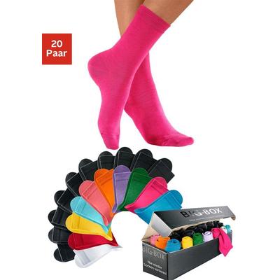 Basicsocken GO IN "Damensocken in der Großpackung", Damen, Gr. 39-42, Sockengröße, bunt (10x bunt, 10x schwarz), Baumwolle, Baumwollmischung, Elasthan, Polyamid, unifarben, elastisch, Socken, in der Big-Box