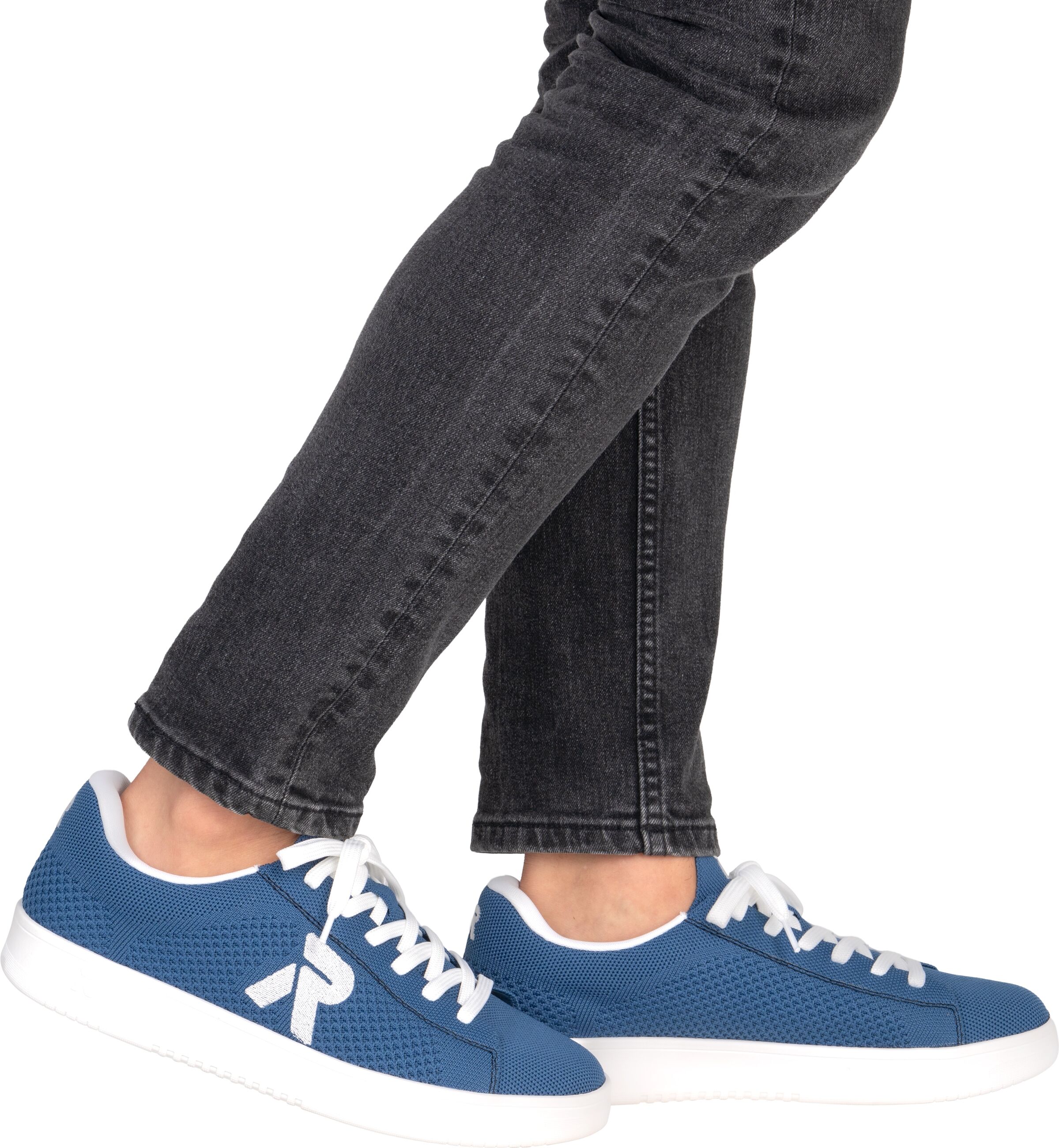 Slip-On Sneaker RIEKER SPORT "Swing2GO", Herren, Gr. 43, royalblau, Textil, Schuhe Slip-On Sneaker, Schlupfschuh, Freizeitsneaker mit aufgesetzter Schnürung royalblau 43