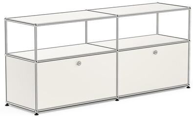 echamp Modern Storage Cabinet with Metal Frame, 2 Door Sideboard Cabinet with Open Shelves