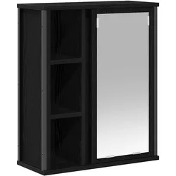 vidaXL Bad-Wandschrank mit Spiegel Schwarz Eichen-Optik 50x21x60 cm