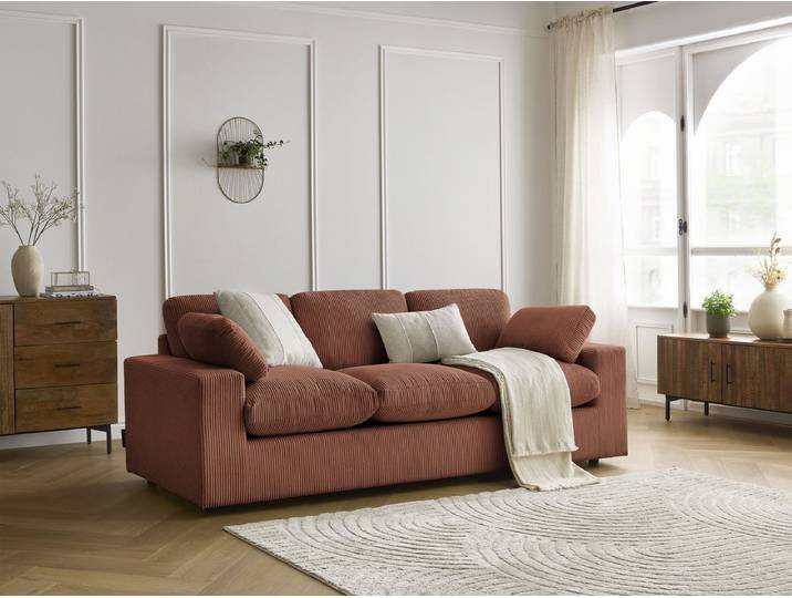 Canapé droit fixe compact BELAIR velours côtelé