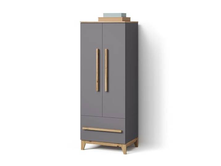 Livinity Kinderkleiderschrank Mailo , Grau/Artisan-Eiche 70 x 186.8 cm mit 4 Schubladenfür stilvolle Aufbewahrung mit viel Platz