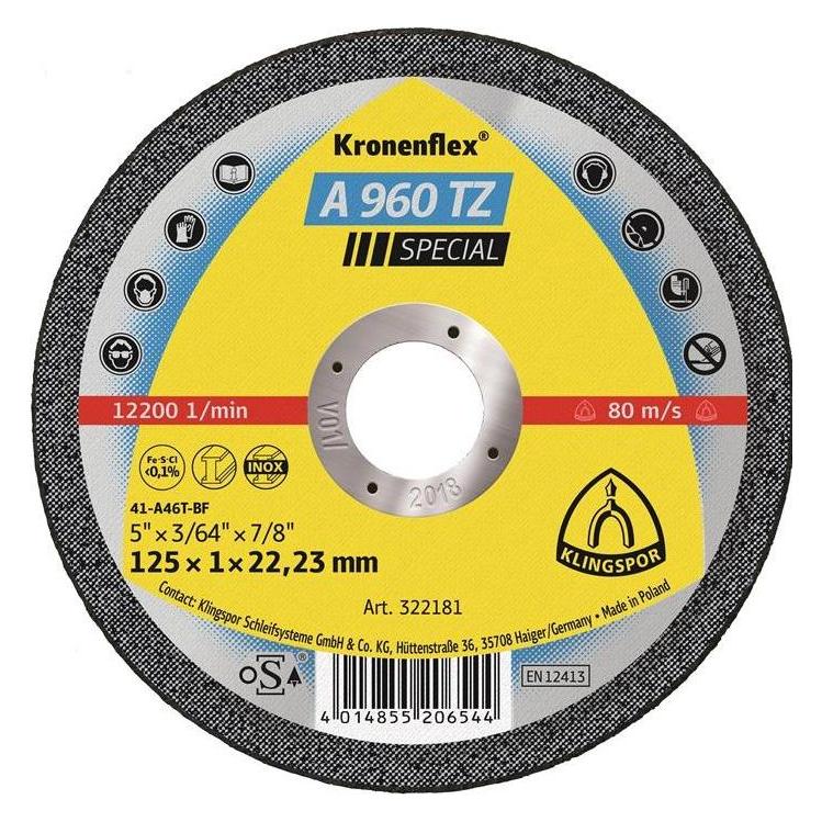 Klingspor Trennscheibe A 960 TZ Special D115x1mm gerade INOX Bohrung 22,23 mm (322180)