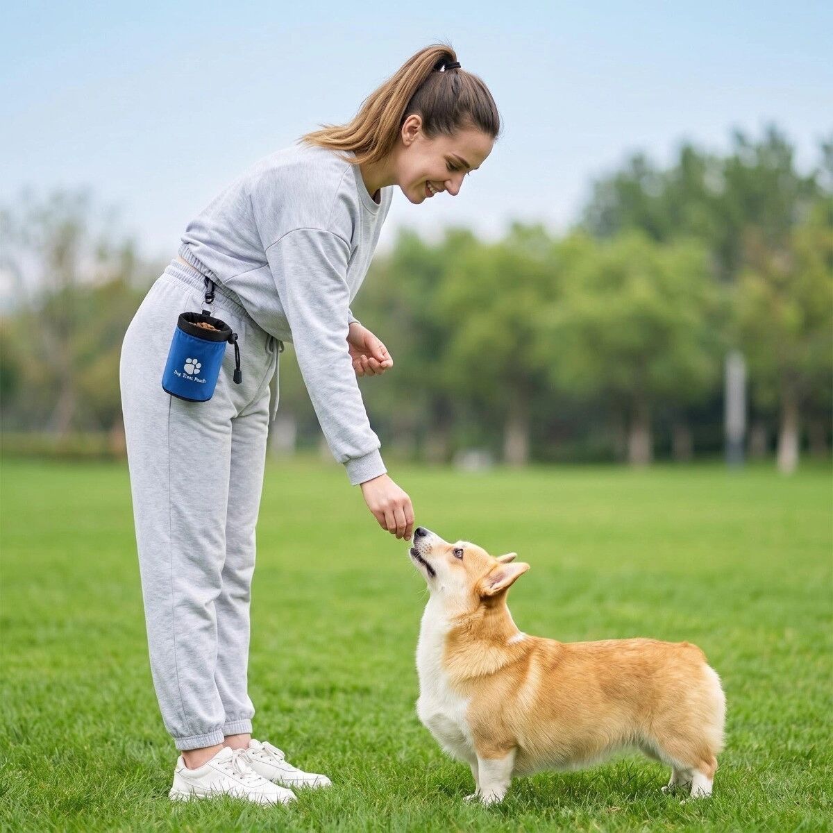 INF Outdoor-Snack-Gürteltasche – wasserdichte Nylon-Leckerli-Tasche für Hunde-Training und Spaziergänge Blau