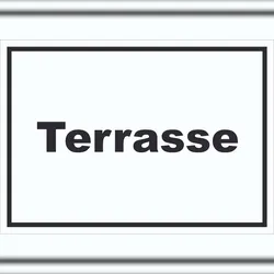HB-Druck Terrasse Schild mit Text waagerecht A5 (148x210mm)