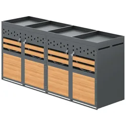 Merax Mülltonnenbox für 4x 240L Tonnen, 264 x 80 x 125 cm, verzinkter Stahl, Grau, Müllbox (keinen eingebauten Mülleimer)
