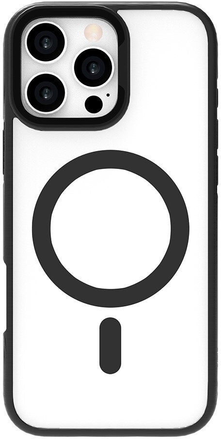 eSTUFF iPhone 16 Pro INFINITE HELSINKI Hybrid Plastik Bagside Cover med Kickstand - MagSafe Kompatibel - Sort / Gennemsigtig