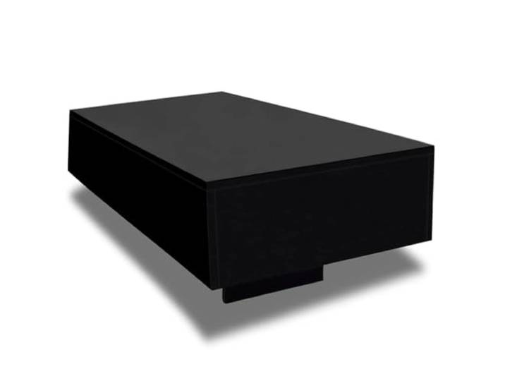 Tmriohed Couchtisch Hochglanz Schwarz 85x55x31 cm MDF Kaffeetisch Elegante Glanzoptik fuer Wohnzimmer und Gästezimmer, pflegeleichte MDF Oberfläche, vielseitig als Sofatisch nutzbar.