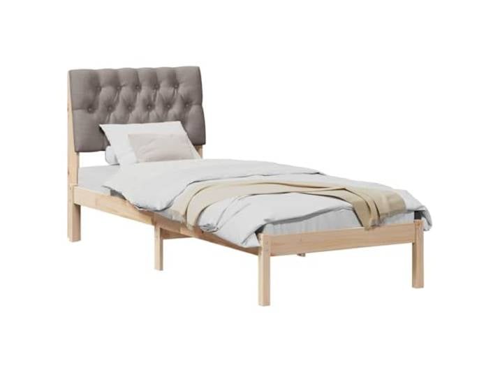 KTHLBRH Bett aus massivem Kiefernholz mit Kopfteil, 75 x 190 cm Latten-Plattform, Wand-Kopfteil, einfache Montage, Braun