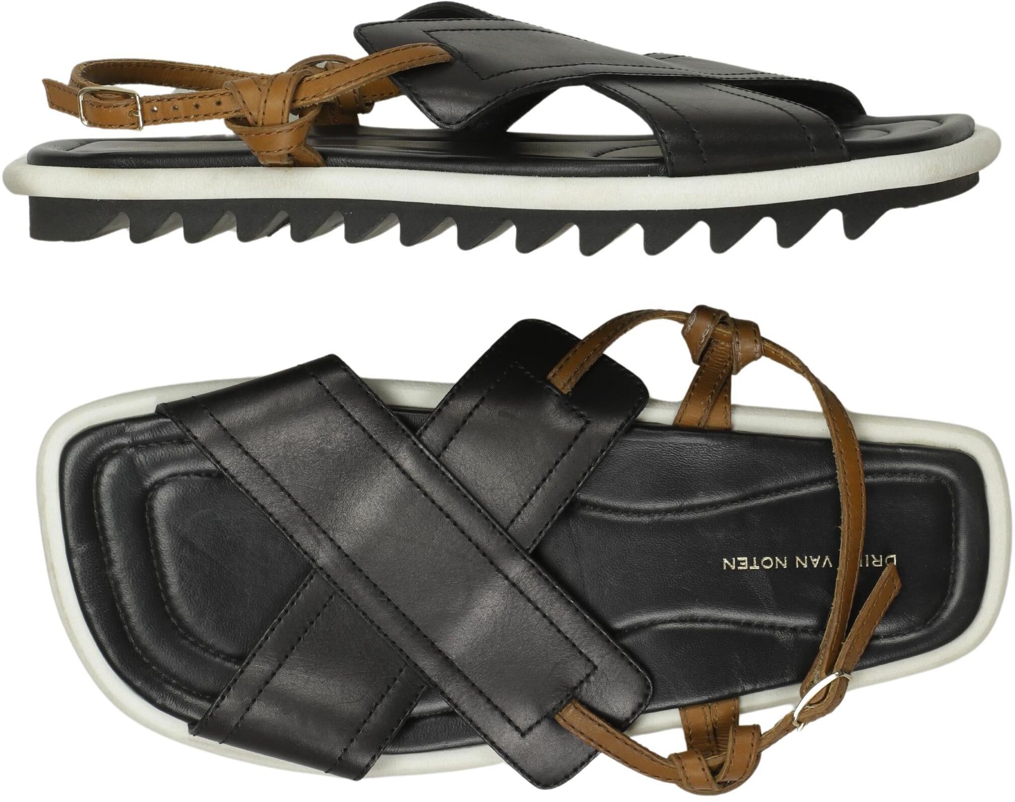 Dries van Noten Damen Sandalen, Schwarz, Gr. EU 39, Leder - Second Hand