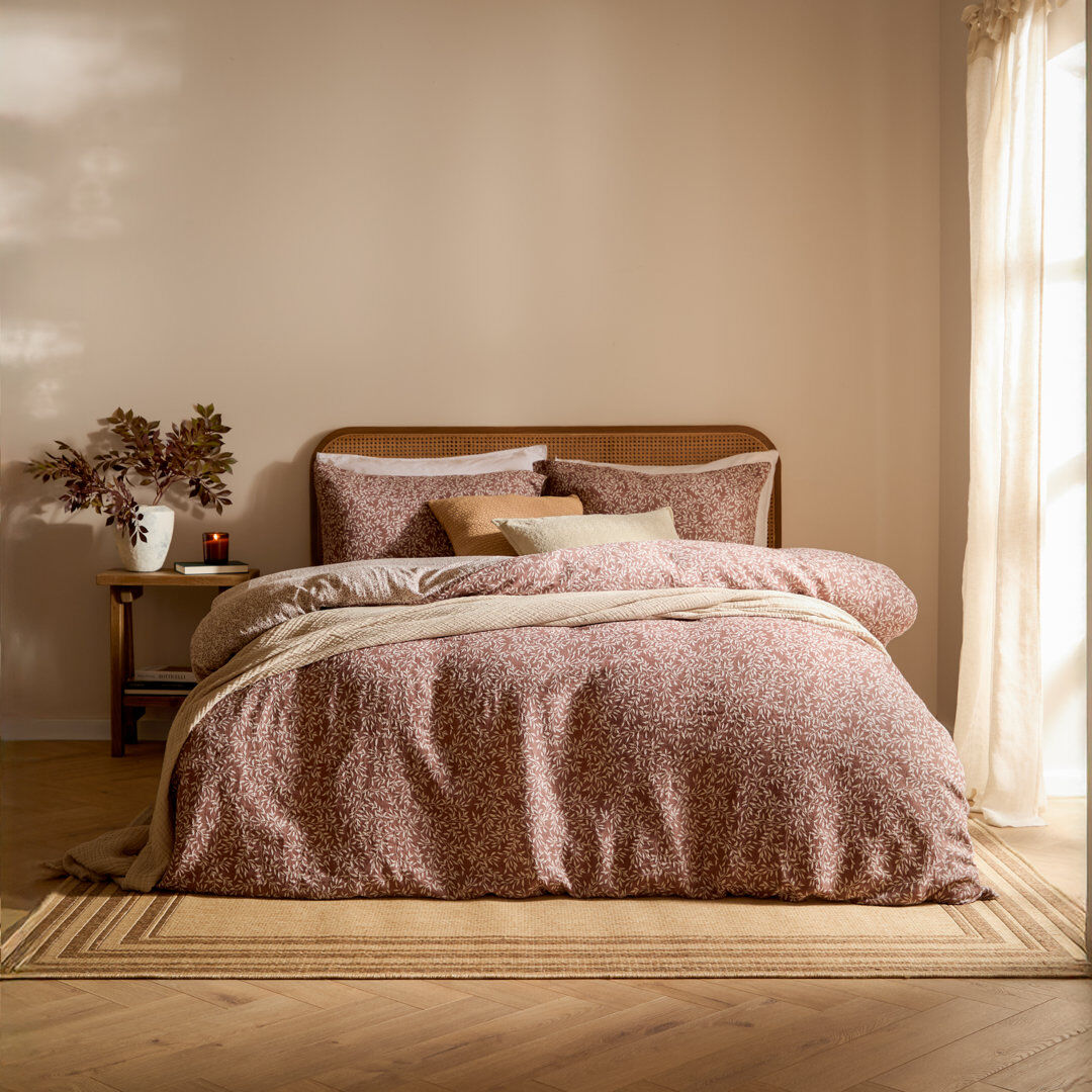 Yard Perrie Leaf Cotton Floral Duvet Cover Set with Pillowcases Included Brown Kingsize Duvet Cover Set + 2 King Pillowcases