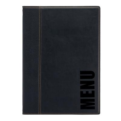 Securit® Speisekartenhülle A4 "Trendy" - Schwarz - Kunstleder - 4 Sichtseiten