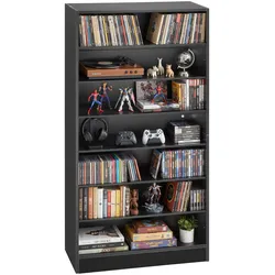 VEVOR DVD-Regal mit 7 Fächern, Medienregal Standregal 70 x 30 x 140 cm, Platzsparendes Aufbewahrungsregal für CDs DVDs Bücher Spiele-Discs, Bücherregal für Wohnzimmer/Homeoffic/Aufnahmeraum, Schwarz