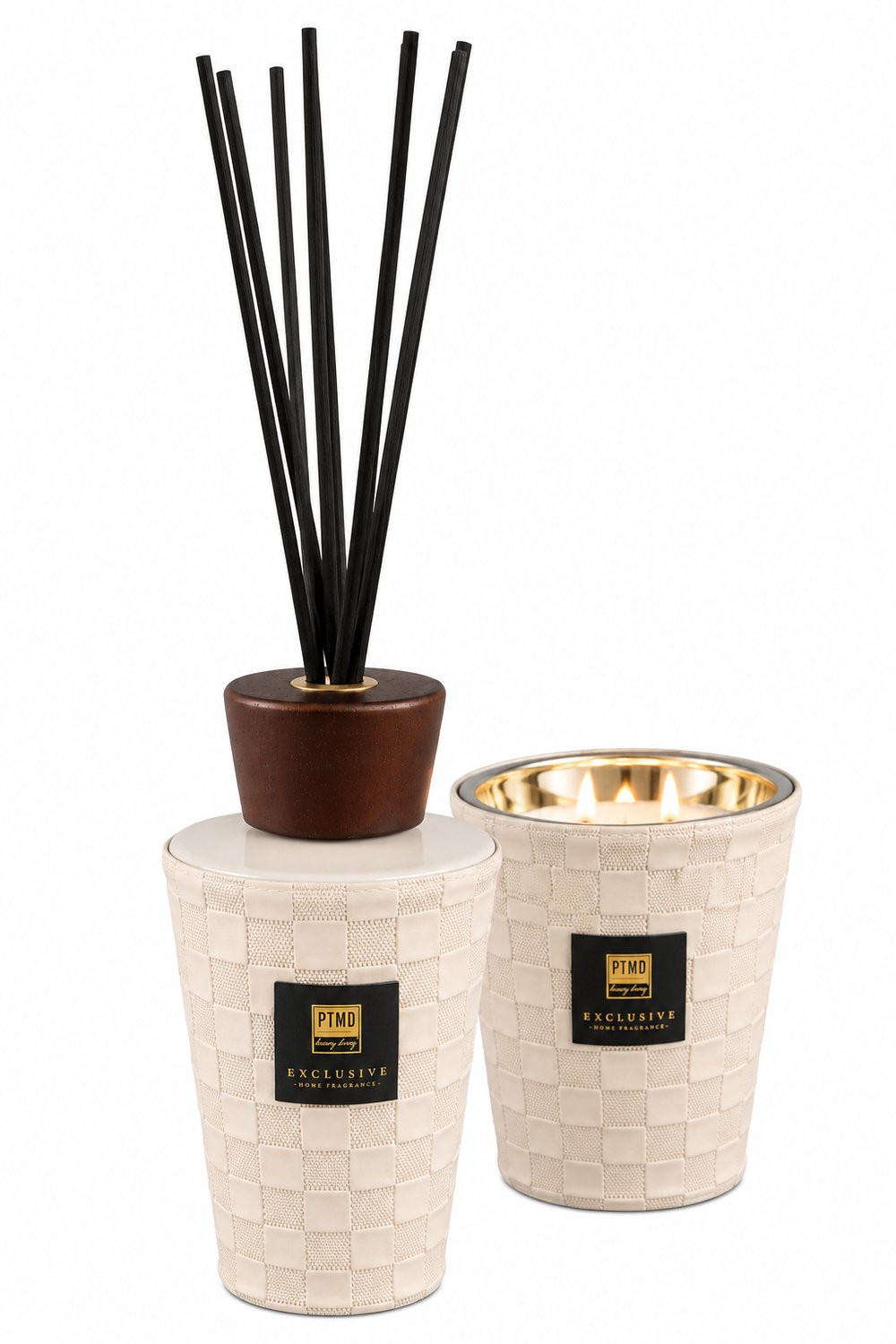 PTMD Exclusive Clean Linen Geschenkset met Geurkaars 900 g en Geurstokjes 1 L