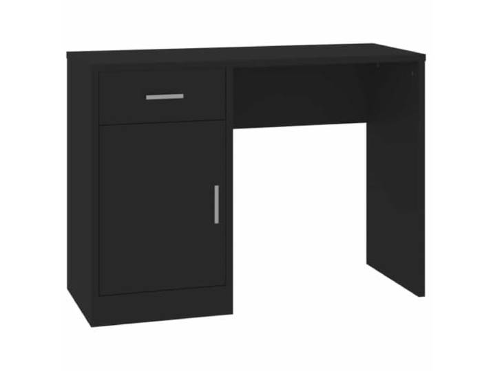 FDSAQOPT Schreibtisch mit Stauraum Schwarz 100x40x73 cm Holzwerkstoff 1 Schublade, 1 Schrank, Tür schützt vor Staub, Montageanleitung im Karton, Wandbefestigung inklusive
