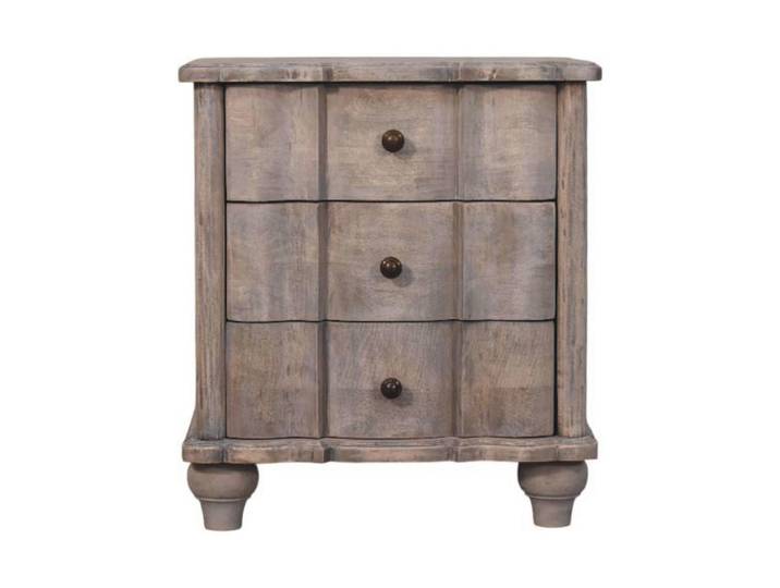 Artisan Furniture Nachttisch mit Acid-Wash-Finish, 3 Schubladen, grau, Grau, Holz, Echtholz,Mangoholz, Quadratisch, 55x63x40 cm, Schlafzimmer, Nachttische