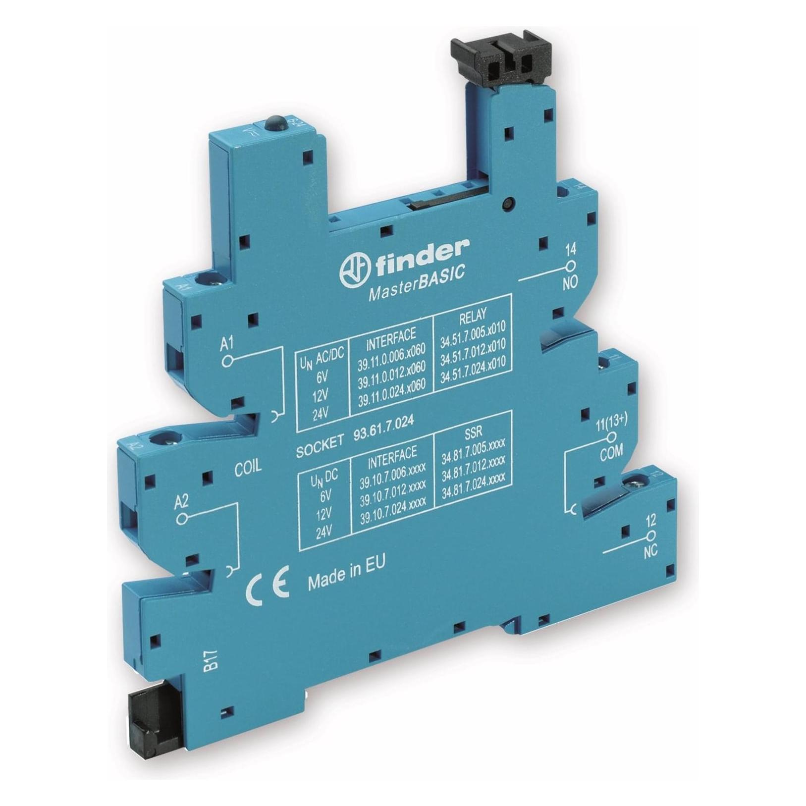 Finder Relaissockel mit Haltebügel LED EMV-Entstörbeschaltung 1 St. 93.61.7.024 (Relaissockel) (93617024)