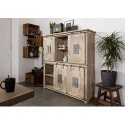 Highboard Mango 150x45x160 whitewash lackiert RAILWAY #325