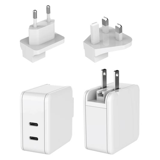 Dehner Elektronik XYPD65CC-ZUZ GaN US foldable with Plug-Set EU/UK white 2xUSB-C (65 W, 2 Ports) (XYPD65CC-ZUZ GaN US foldable with Plug-S)