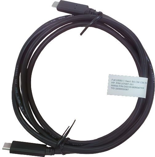 HP USB-C to USB-C Cable (M/M) L42425-001 - USB 3.1 Gen 1, 100W 20V/5A, 1.8m, Black