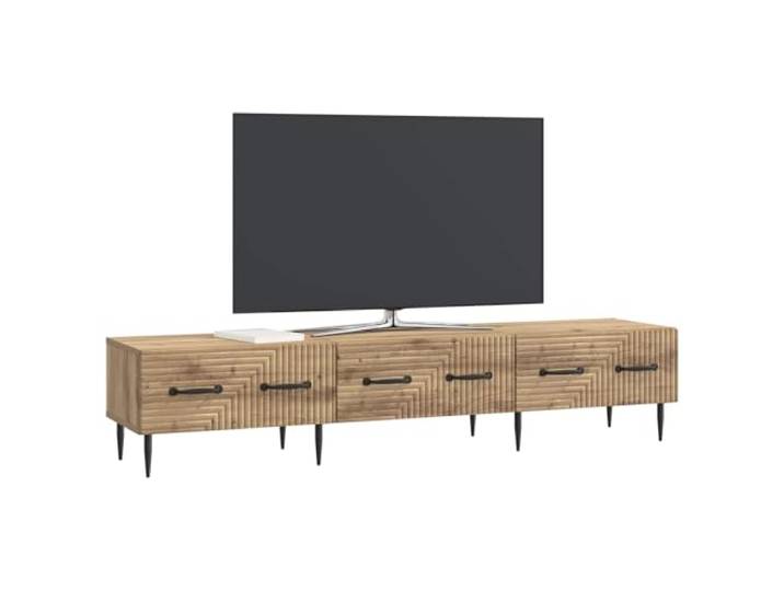 GKHPYURE TV-Schrank Eiche Handwerk 147 x 34,5 x 30 cm 3 Schubladen Technisches Holz, Vintage-Stil, elegante Beine, bis zu 60 Zoll, einfache Wartung