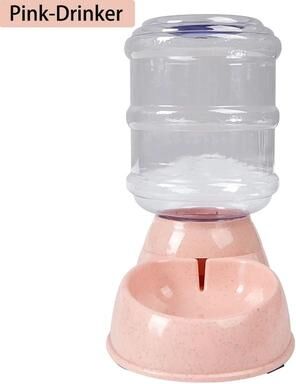 Inspired Finds 3.8L Automatic Gravity Pet Feeder & Water Dispenser For Small & Medium Pets pink drinker