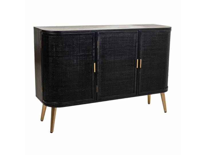 Buffet en bois et treillis laqué noir 118x37x80h