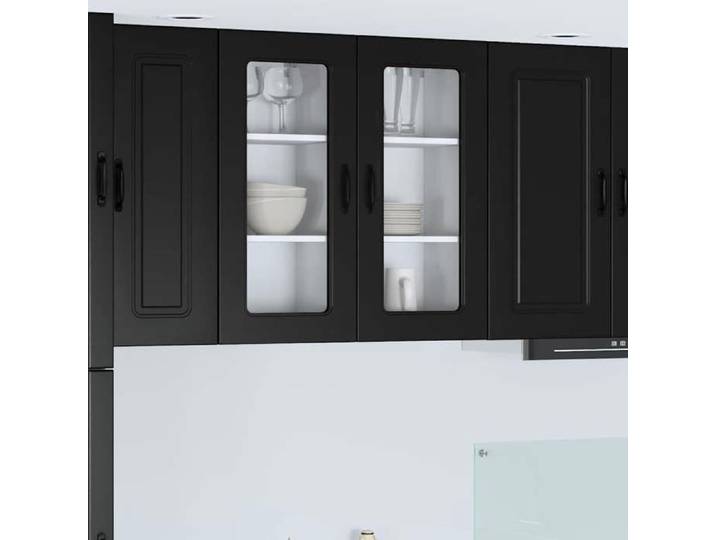 Automne/hiver  Cabinet mural de cuisine - Grande espaces - Meuble Suspendu - Meuble mural de cuisine avec étagère 2 pcs Noir 40x31x