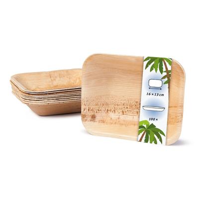 onlyleaf 100 Stück Einweggeschirr 16x13 cm, tief, Palmblatt-Teller rechteckig umweltfreundliche Einwegteller aus Palmenblättern, biologisch abbaubar