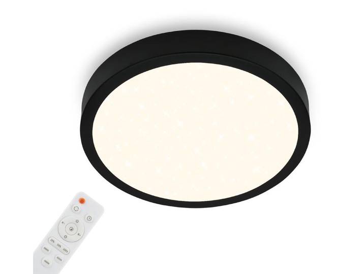 Briloner Leuchten?Deckenlampe Sternenhimmel, Deckenleuchte Dimmbar, Farbtemperatur einstellbar, Aufbaulampe, Fernbedienung, Schwarz, Ø380x50 mm