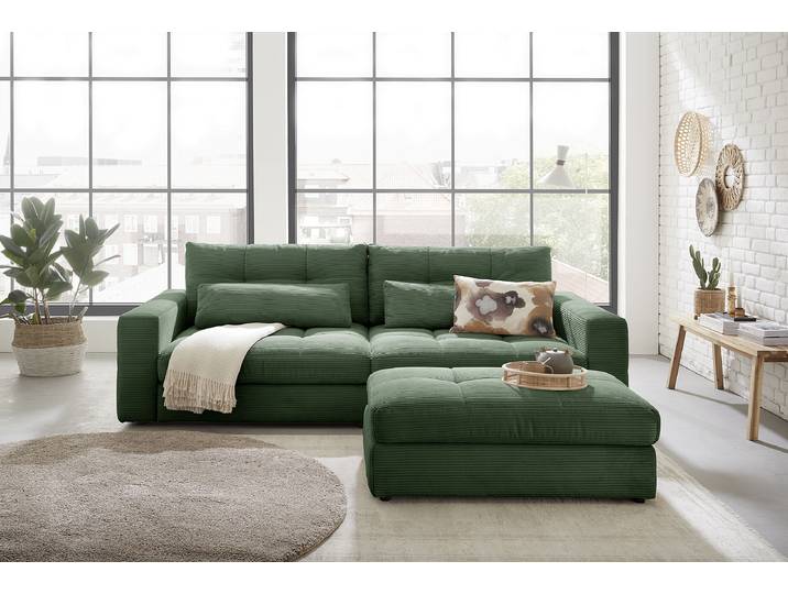 Polsterhocker 110 x 47 x 70cm Grün Cordstoff Hilja: Grün
