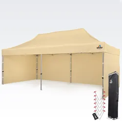 Ausstellungszelt 4x8m - mit 3 Wänden - Beige