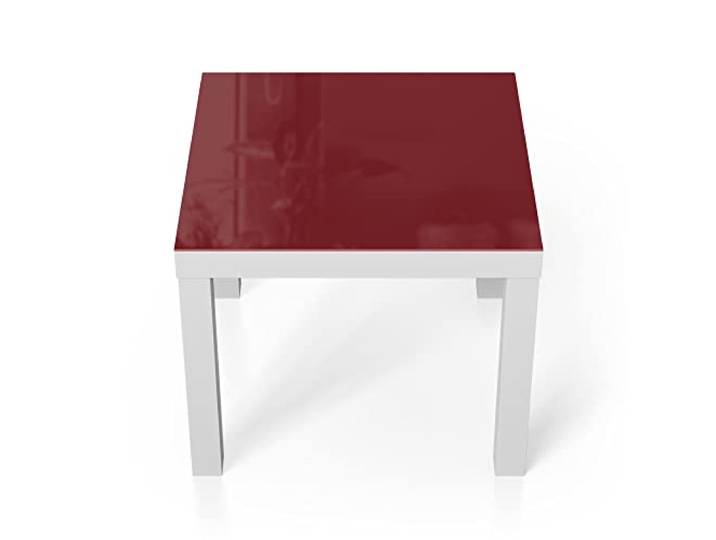DEQORI Glastisch weiß klein 55x55 cm Unifarben - Dunkelrot ausgefallener Beistelltisch aus Glas Hochglanz Couchtisch fürs Wohnzimmer moderner Couch Tisch mit Design