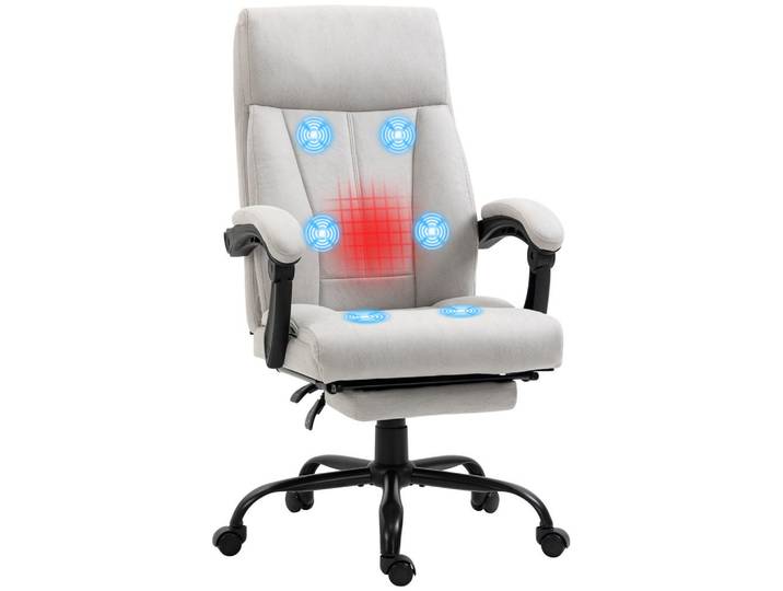ComfortXL Chefsessel De-05216 Lendenheizung & Neigungsfunktion Hellgrau, Metall, 74x119x65 cm, Büromöbel, Bürostühle, Chefsessel