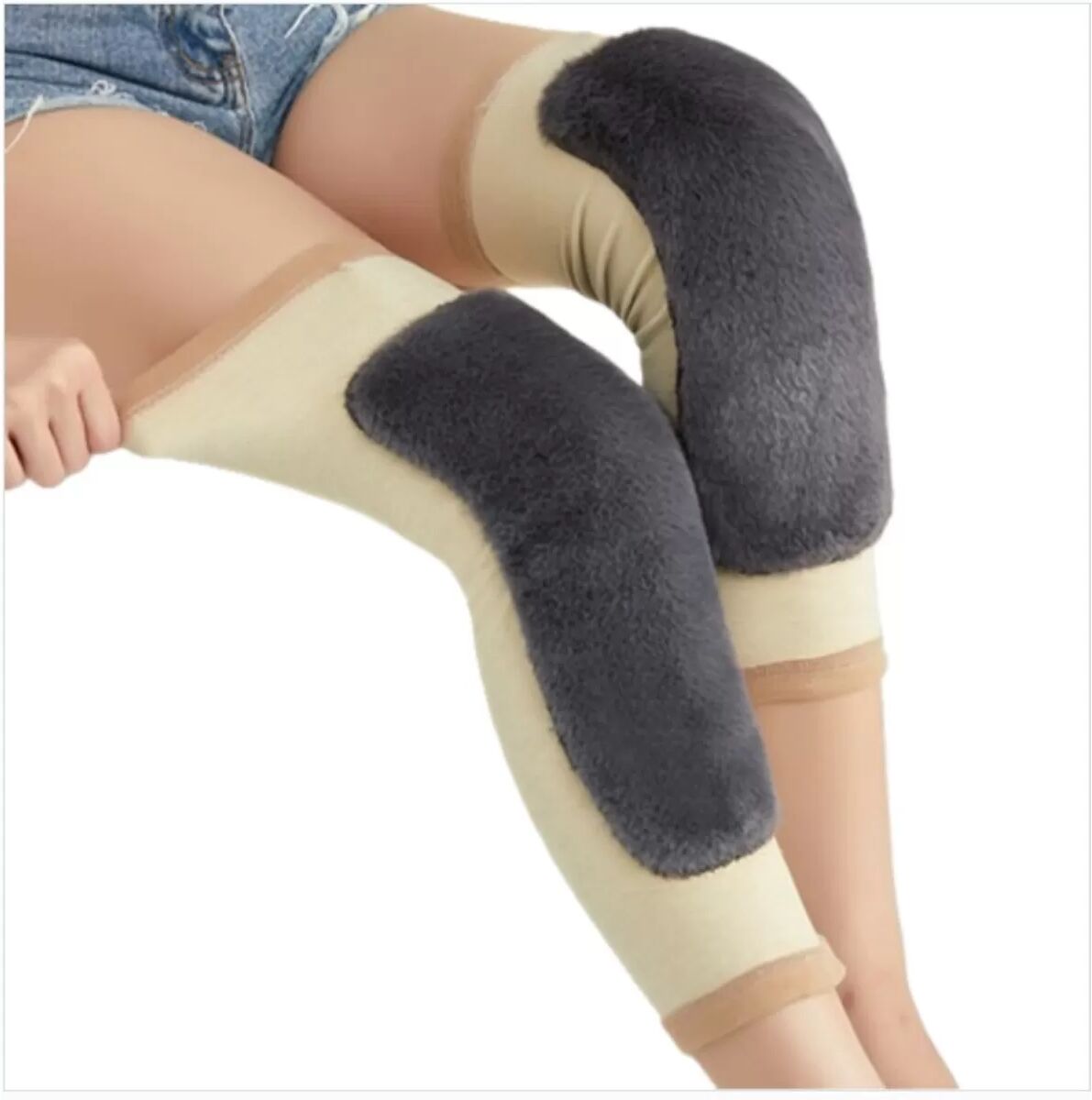 INF Verdickte, warme Kniebandage aus Hirschsamt mit Riemen - 1 Paar, Thermische Kniepolster für den Winter XL