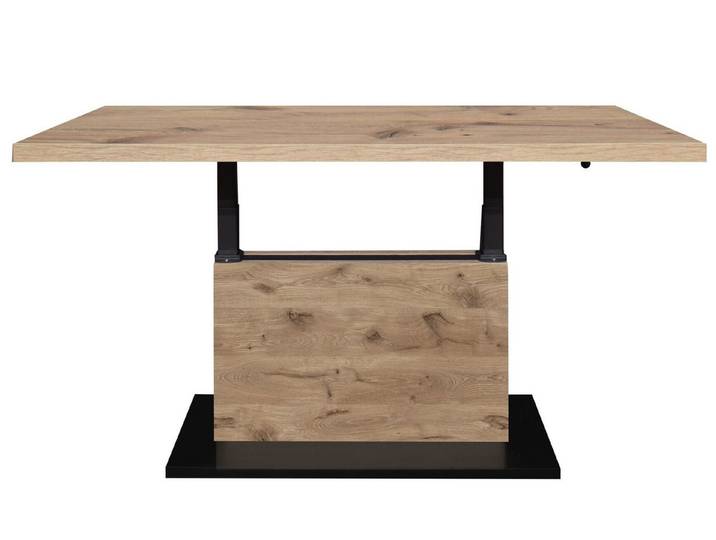 Mäusbacher Couchtisch höhenverstellbar, viking oak Dekor / schwarz - 120x49/68x70cm (BxHxT)
