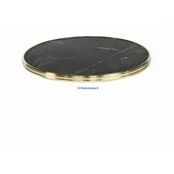 Runde Tischplatte MARCEAU - Marmor MARQUINA - Messingeinfassung D60 cm