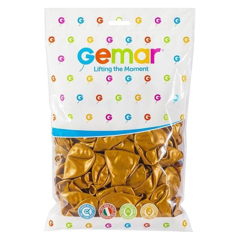 Gemar Goldmetallic-Ballon Nr. 39 100 Stück, Durchmesser 26 cm (10"), Umfang 80 cm (100x) (SDMX0478)
