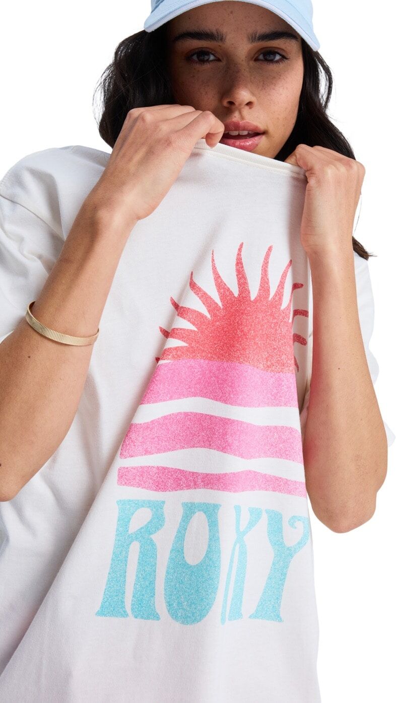 T-Shirt ROXY "Hangloose Poster", Damen, Gr. XS, weiss (coconut milk), Obermaterial: 100% Baumwolle., Shirts T-Shirt coconut milk XS