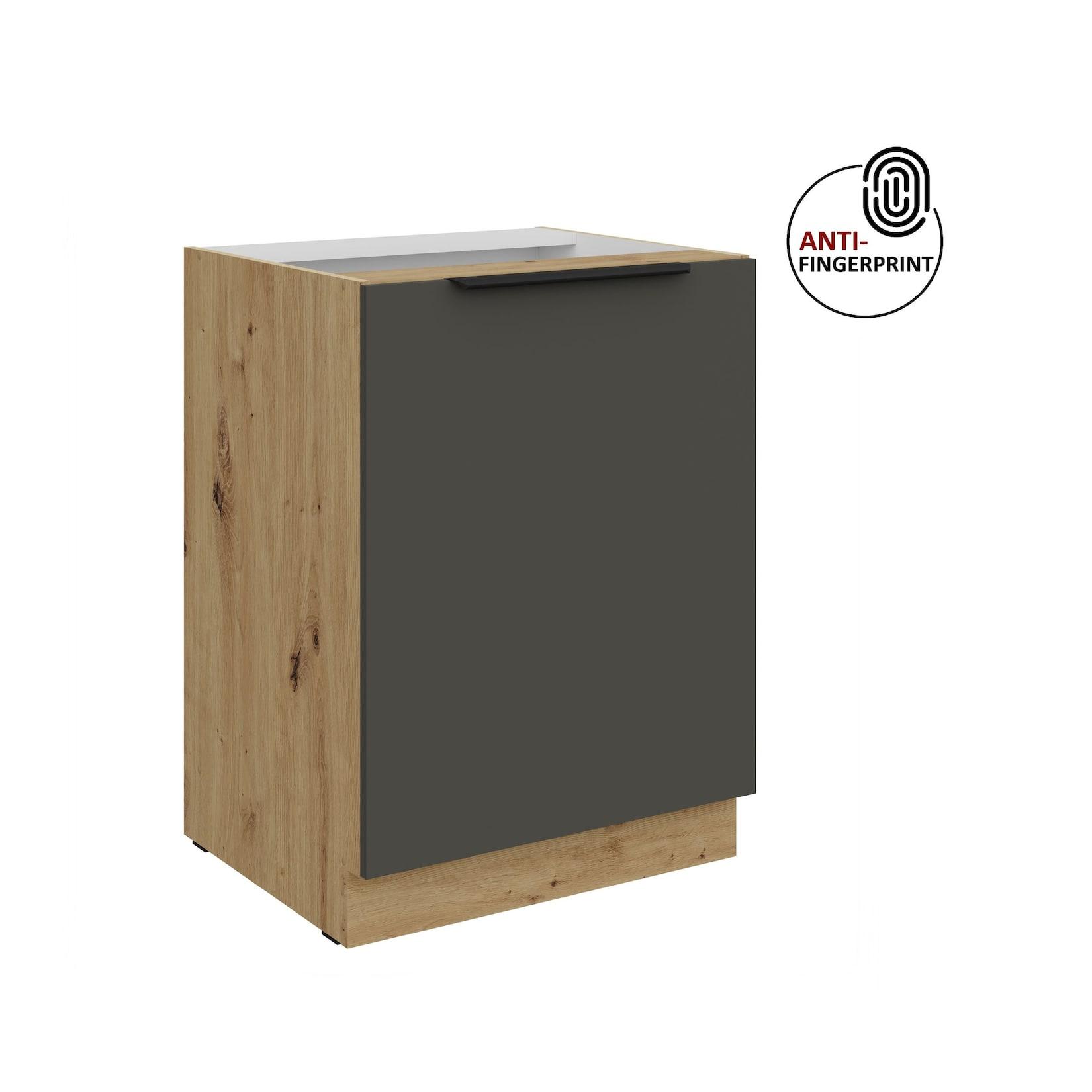 Küchen Unterschrank 60 Küche ARIA Graphite matt Anti Fingerprint Küchenzeile