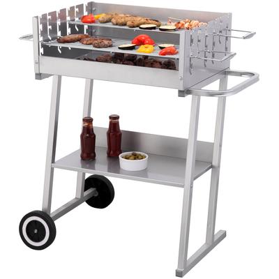 Holzkohlegrill TEPRO "Grillwagen Pasadena", silber (silberfarben), B:84cm H:90cm T:52cm, Grills, BxTxH: 84x52x90 cm
